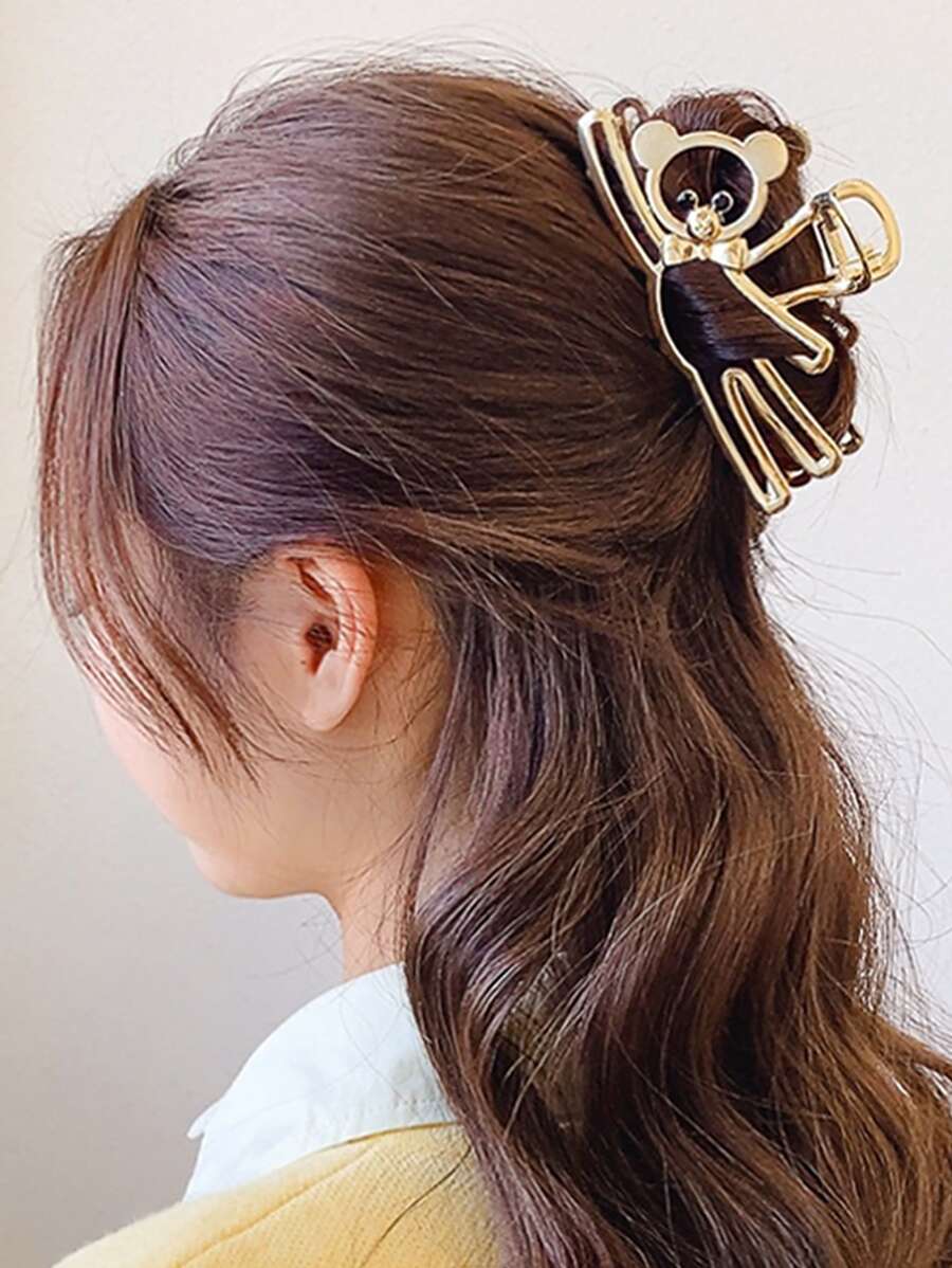 Bear Design Hair Claw - Gold - View 1