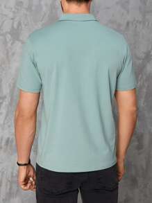 RueChic Men Coconut Tree Print Polo Shirt - Green - View 2