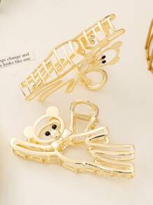 Bear Design Hair Claw - Gold - View 3