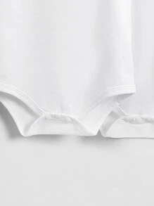 SHEIN 新生兒男寶寶4入組實色背心連體衣 - 白色 - 查看 3