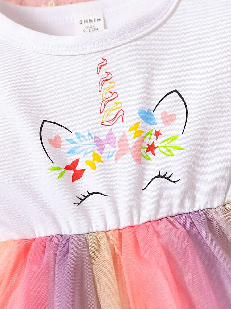 Spotprent Ombre Baby-jurk Contrast doorschijnend Rimpeling - Veel kleurig - Bekijken 3