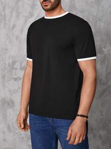 RueChic Men Contrast Trim Tee - Black - View 3