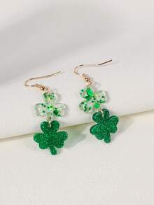 三葉草吊式耳環 - 彩色 - 查看 2