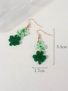 三葉草吊式耳環 - 彩色 - 查看 4