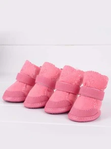 4 piezas Zapatos para mascota pata - Rosa - Ver 1