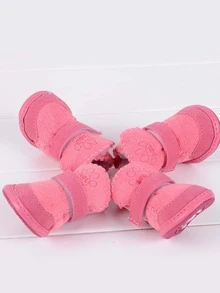 4 piezas Zapatos para mascota pata - Rosa - Ver 3