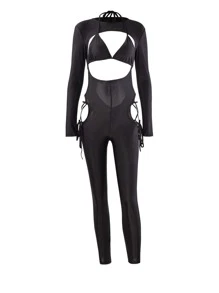 Đơn vị Nữ Cắt ra màu trơn - màu đen - Xem 1