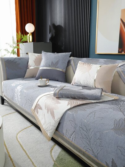 1szt liść żakardowy ręcznik na sofę, nowoczesny koc na ręcznik poliestrowy na sofę do domu