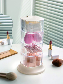 4 Layer Beauty Tool Organizer, 1pc 360 Degree Rotating Dust-Proof Makeup Organizer, Makeup Sponge Holder, Cosmetic Facial Pads Container, Jewelry, Rings, Clips Storage Box, Multifunctional Desk Organizer For Dresser, Bathroom, Vanity & Countertop,Room,Home,Bedroom,Bathroom,House,Pink Room,Living Room Decor,Travel Stuff,Gift Bag,Gifts For Mom,Dad,Men,Friends,Teacher,Birthday,Wedding,Desk,Shelves,Accessories,Gift Boxes,Funny Gift,Storage ,Jewellery Box,Pouch,Makeup Brush Holder,Brush Holder,Perfume Organiser,Pouch Bag - Clear - View 2