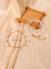 2pcs/set Faux Pearl Decor Bracelet - Multicolor - View 3