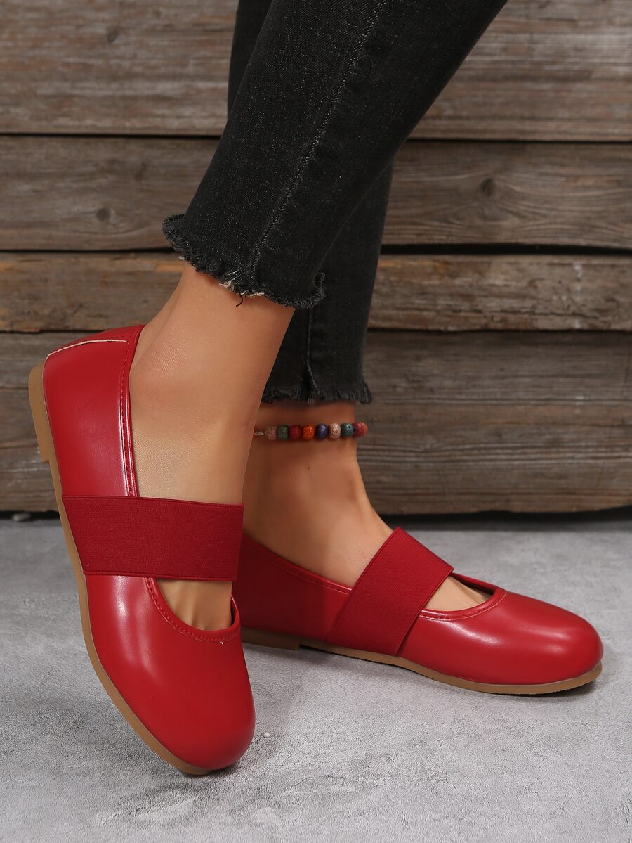 Women Slip-On Flat Shoes, Funky Ballet Flats Red - Red - View 1