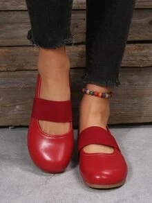 Women Slip-On Flat Shoes, Funky Ballet Flats Red - Red - View 2