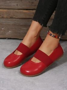Women Slip-On Flat Shoes, Funky Ballet Flats Red - Red - View 3