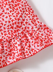 Bebé Vestido de tirantes con estampado bajo con fruncido - Multicolor - Ver 3