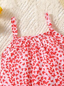 Bebé Vestido de tirantes con estampado bajo con fruncido - Multicolor - Ver 4