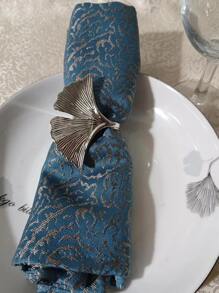 6 Cái/bộ Vòng Khăn Ăn Bằng Sắt, Vòng Giữ Khăn Ăn Trang Trí Sáng Tạo Ginkgo Biloba Cho Bàn Ăn - Bạc - Xem 2