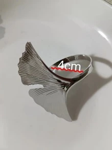 6 Cái/bộ Vòng Khăn Ăn Bằng Sắt, Vòng Giữ Khăn Ăn Trang Trí Sáng Tạo Ginkgo Biloba Cho Bàn Ăn - Bạc - Xem 3