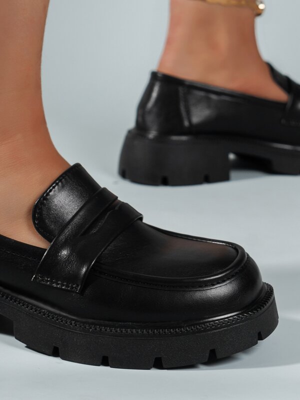 Women Flatform Penny Loafers, Preppy Outdoor Black Wedge Shoes SHEIN USA