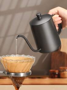 350ml Stainless Steel Pour Over Coffee Kettle With Long Spout Filter For Home Use And Outdoor Camping School Supplies Back To School - Black - View 2