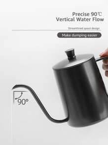 350ml Stainless Steel Pour Over Coffee Kettle With Long Spout Filter For Home Use And Outdoor Camping School Supplies Back To School - Black - View 5