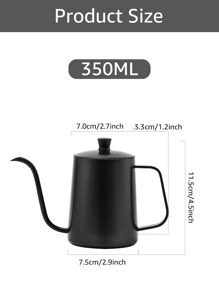 350ml Stainless Steel Pour Over Coffee Kettle With Long Spout Filter For Home Use And Outdoor Camping School Supplies Back To School - Black - View 8