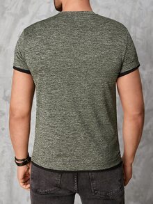 RueChic Men Space Dye Contrast Binding Tee - Green - View 2