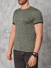 RueChic Men Space Dye Contrast Binding Tee - Green - View 4