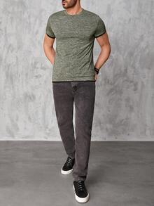 RueChic Men Space Dye Contrast Binding Tee - Green - View 6