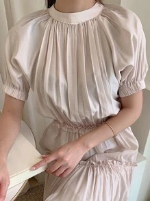 DAZY Solid Frill Trim Ruffle Hem Dress - Apricot - View 7