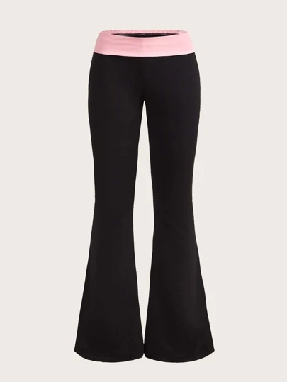 SHEIN ICON Plus Colorblock Flare Leg Pants