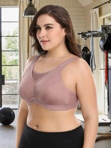 Wingslove Plus Size Women High Impact Full Coverage Sports Bra - Mauve Purple - View 1
