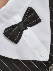 1pc Striped Print Bow Decor Pet Shirt - Black - View 6