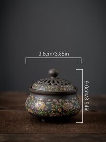 1pc Porcelain Incense Burner, Creative Floral Pattern Incense Holder For Home - Multicolor - View 3