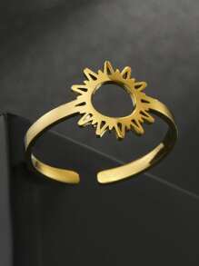 太陽裝飾開口戒指 - 金黃色 - 查看 2