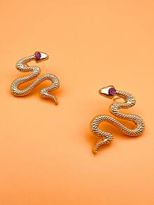 1 đôi Hình rắn Đồng Hoa tai Đối với phụ nữ - Vàng - Xem 1