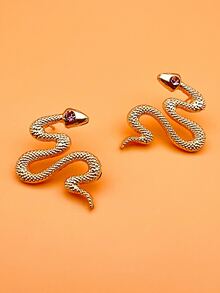 1 đôi Hình rắn Đồng Hoa tai Đối với phụ nữ - Vàng - Xem 2