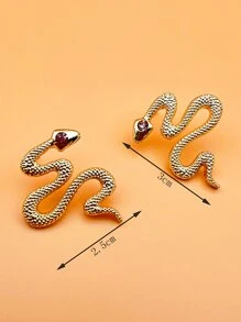 1 đôi Hình rắn Đồng Hoa tai Đối với phụ nữ - Vàng - Xem 3