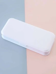 1pc Solid Pencil Case - White - View 1