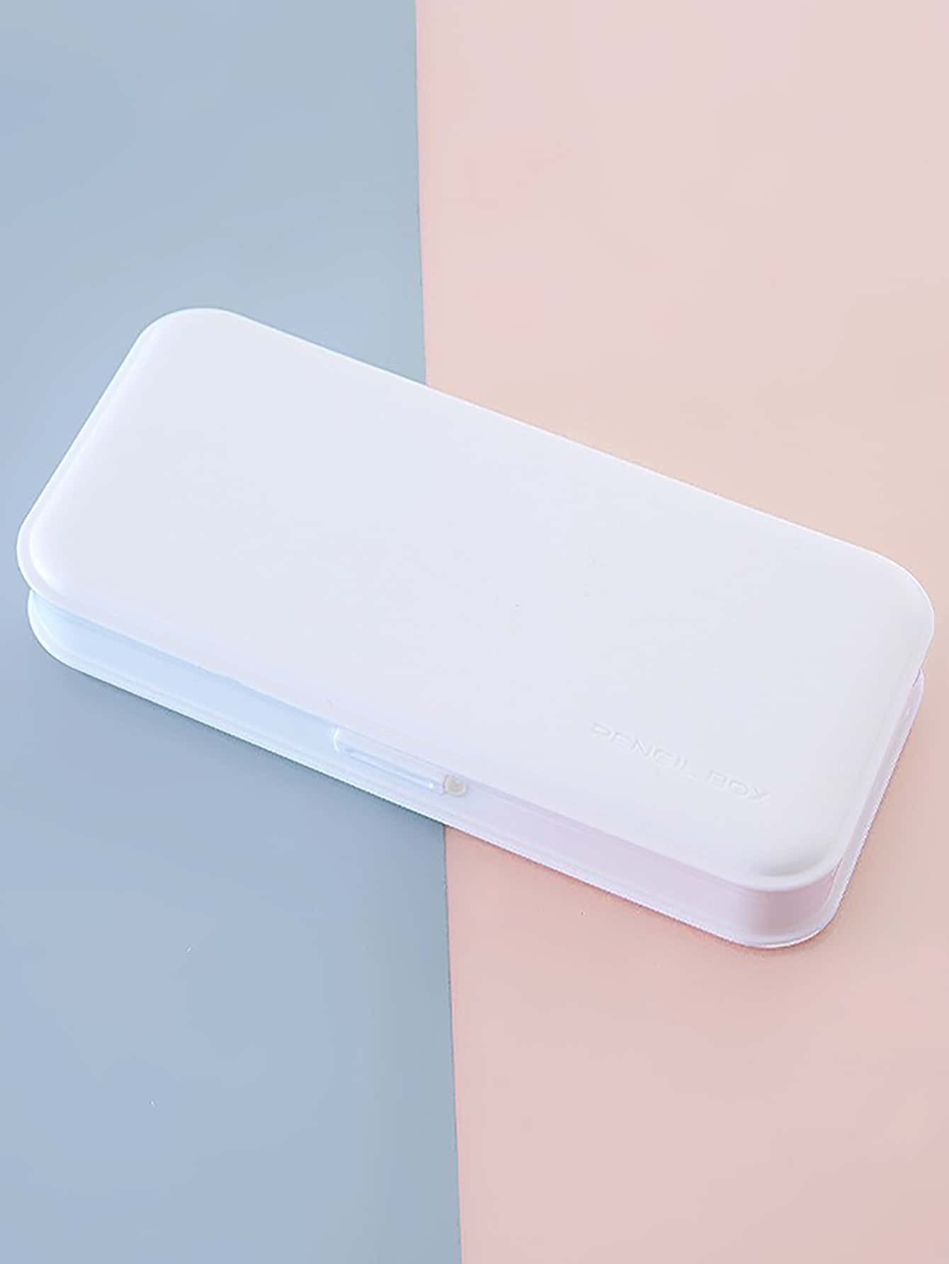 1pc Solid Pencil Case - White - View 1