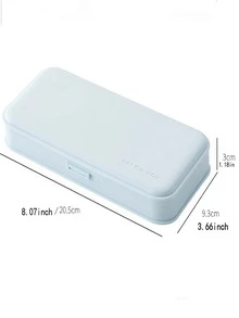 1pc Solid Pencil Case - White - View 3