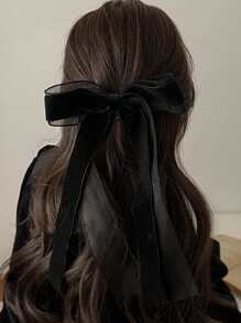 Bow Decor Hair Clip - Black - View 2