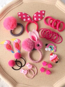 30pcs Cartoon Graphic Hair Accessory Set - Hot Pink - View 2