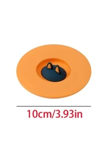 1入組矽膠杯蓋卡通可愛貓耳裝飾杯蓋適合家用 - 橘色 - 查看 2