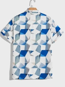 Manfinity Men Geo Print Shirt - Blue and White - View 2