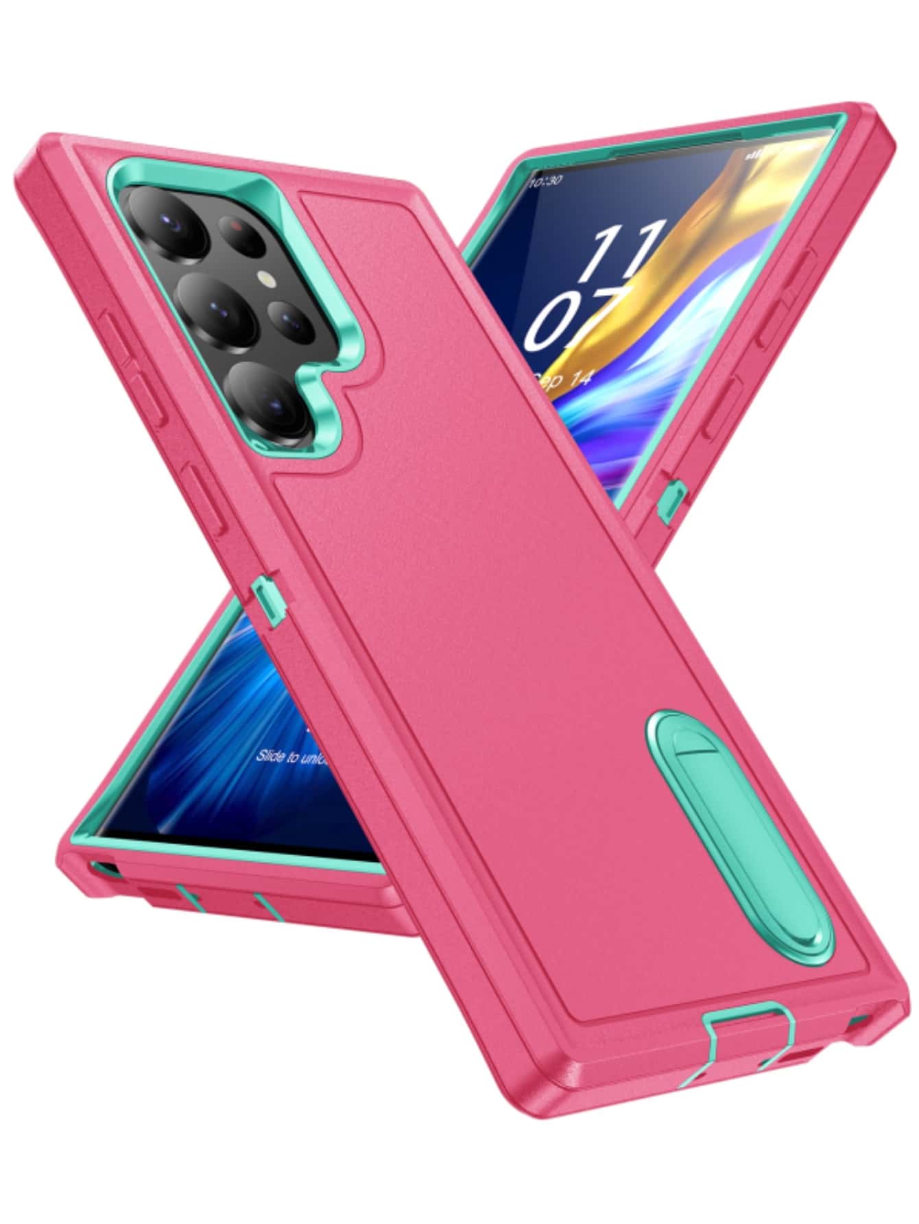 3 trong 1 PC Chống giọt bắn Bền chặt Ốp lưng & bao da điện thoại Với Trở lại Giá đỡ - Hồng - Xem 1