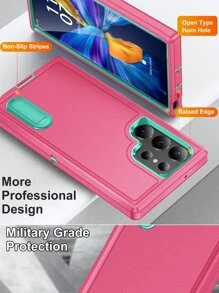 3 trong 1 PC Chống giọt bắn Bền chặt Ốp lưng & bao da điện thoại Với Trở lại Giá đỡ - Hồng - Xem 6