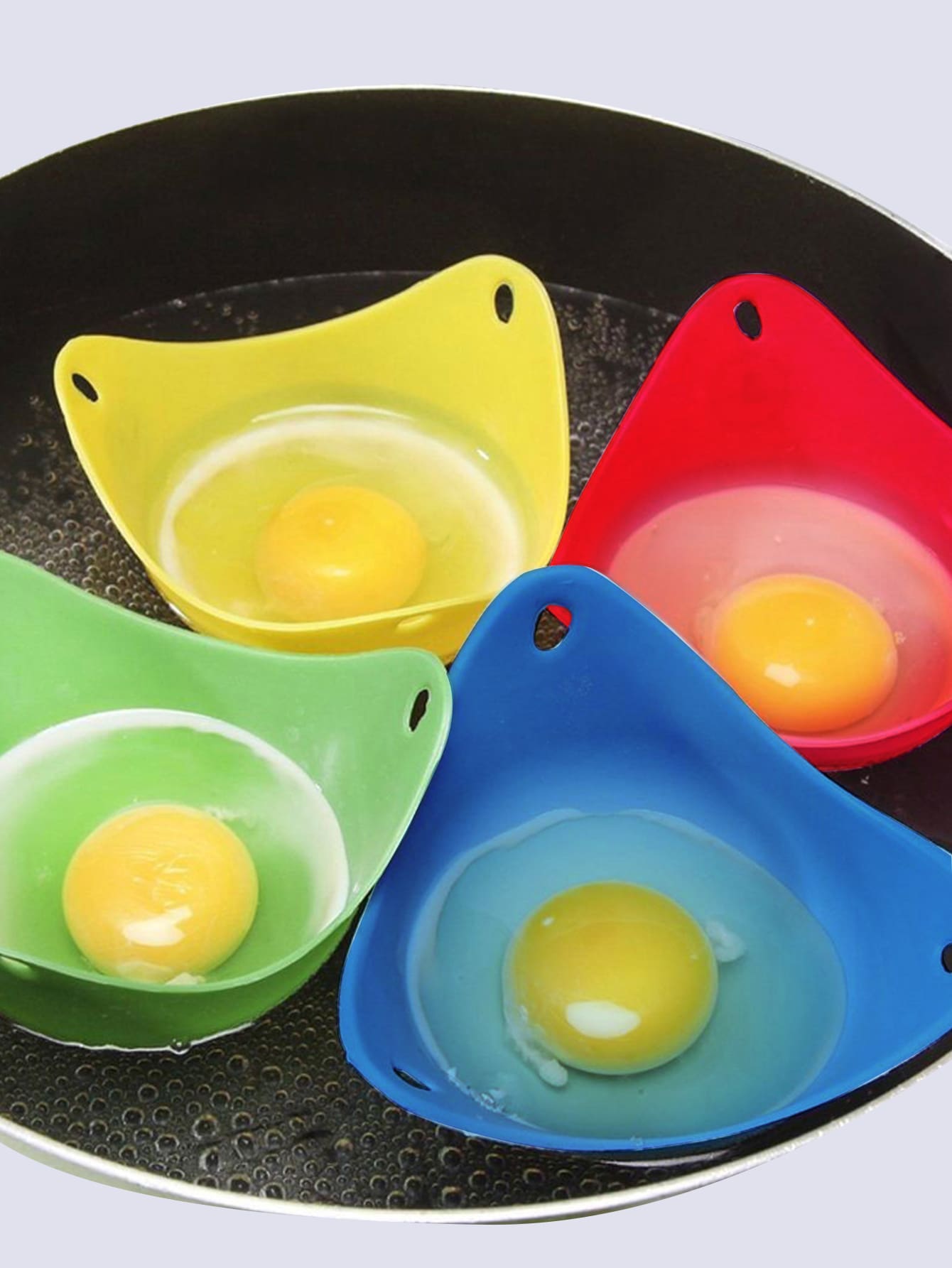 4pcs Silicone Egg Rings, Egg Poacher, Egg Cooker - Multicolor - View 1