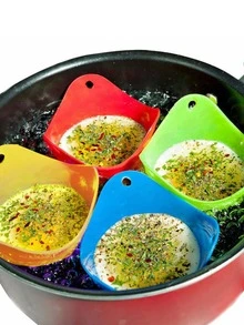 4pcs Silicone Egg Rings, Egg Poacher, Egg Cooker - Multicolor - View 3