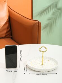 1pc Porcelain Tray, Creative Geometric Decor Kitchen Serving Tray For Kitchen - White - View 3