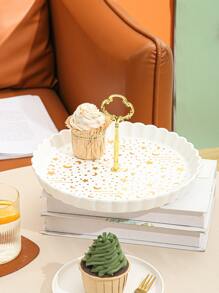 1pc Porcelain Tray, Creative Geometric Decor Kitchen Serving Tray For Kitchen - White - View 4